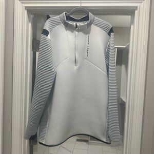 Under Armour White and Gray 3/4 Zip Up Performance Sweater
